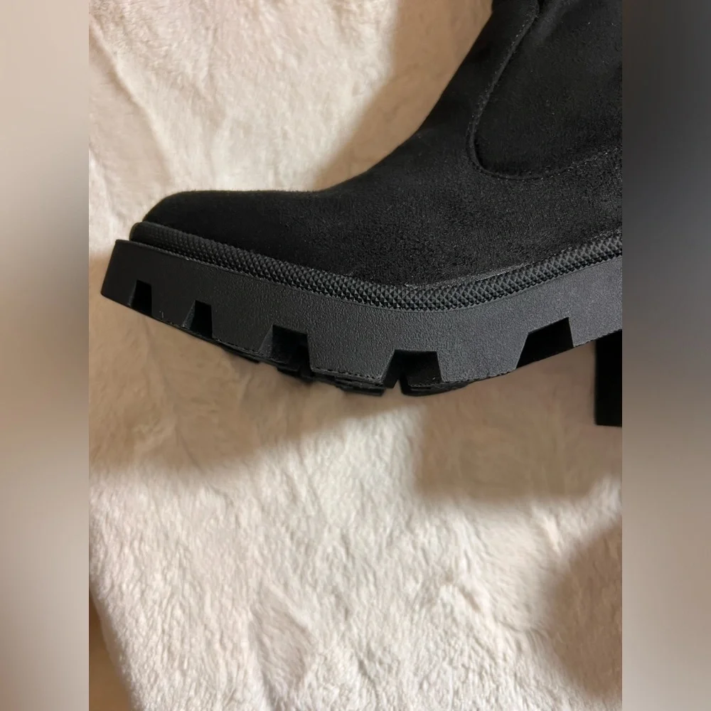 VIVICA-08 Faux Suede Lycra Over The Knee High Lug Sole Chunky Heel Boots 6W